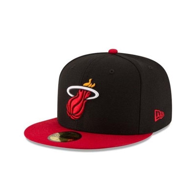 Black Miami Heat Hat - New Era NBA 2Tone 59FIFTY Fitted Caps USA9238150